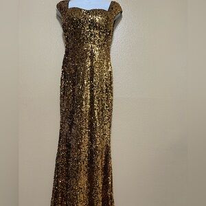 Gold Sequin Evening Long Gown